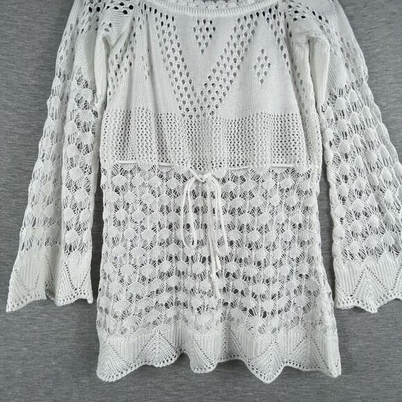 Crochet Women’s Blouse Small Beach Boho Bell Sleeve - Picture 5 of 11